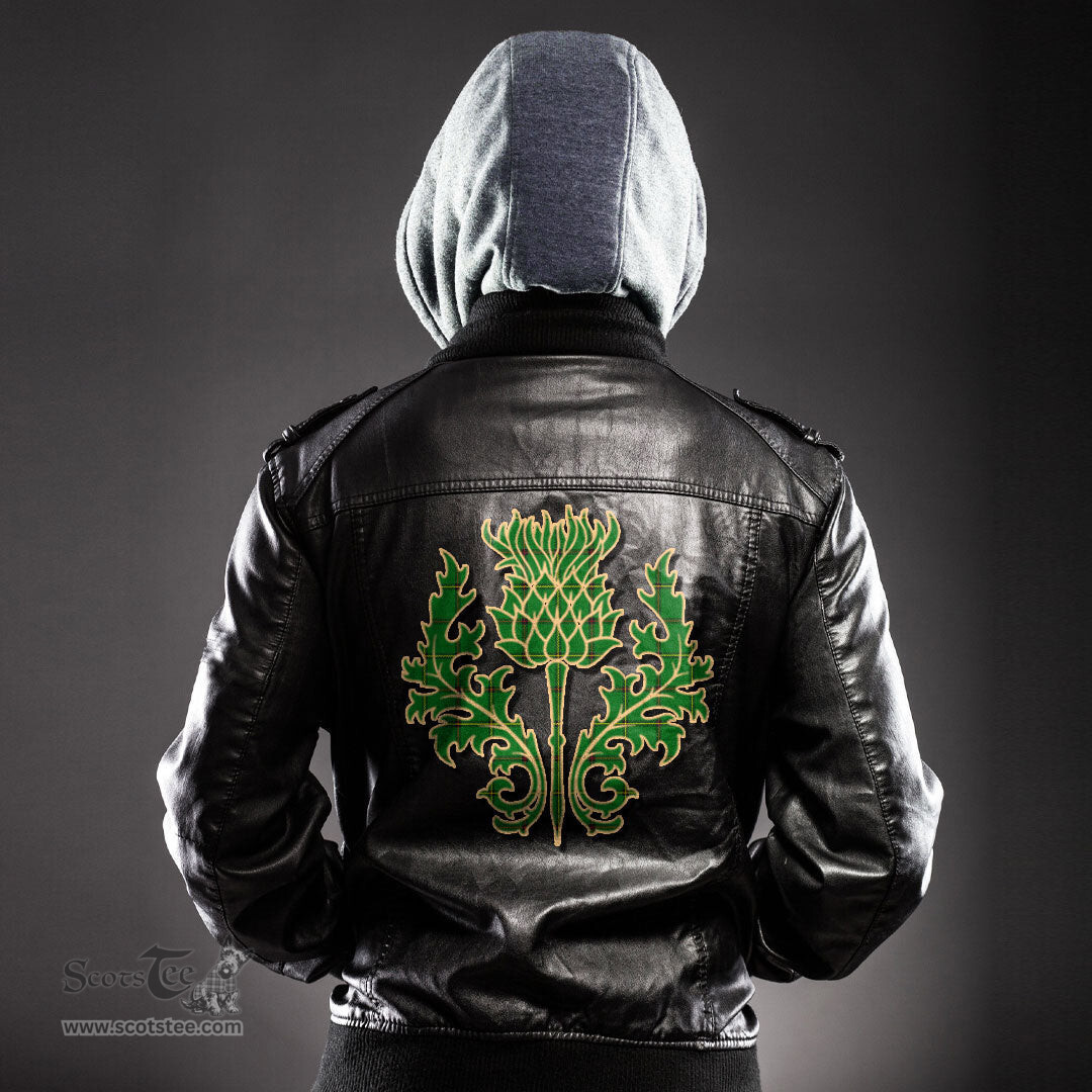 Scottish Don Tribe of Mar Clan Scottish Thistle Tartan Leather Jacket