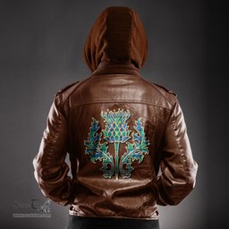 Scottish Flower Of Scotland Clan Scottish Thistle Tartan Leather Jacket