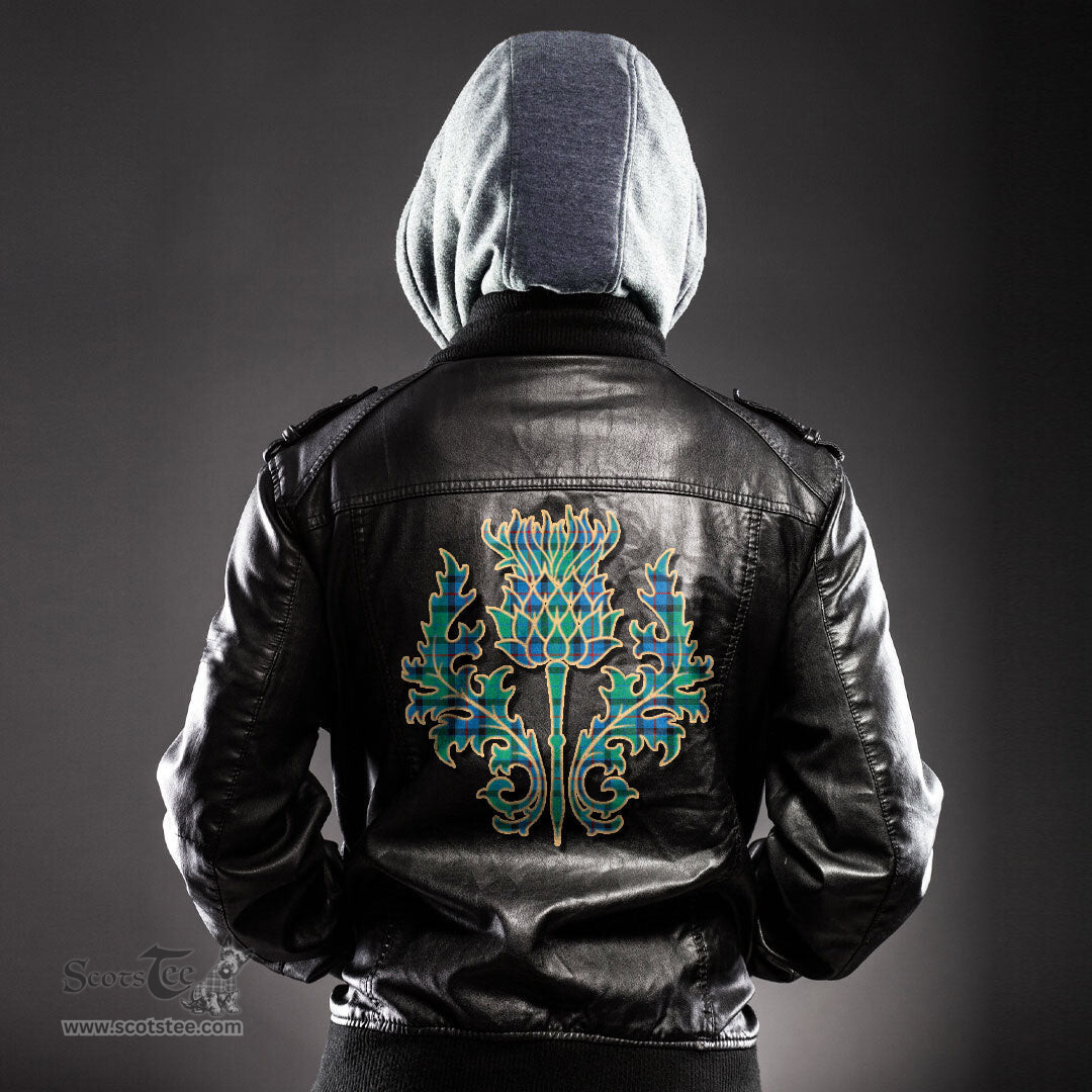Scottish Flower Of Scotland Clan Scottish Thistle Tartan Leather Jacket