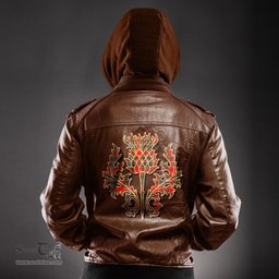 Scottish Drummond of Perth Clan Scottish Thistle Tartan Leather Jacket