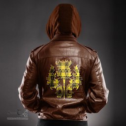 Scottish MacLeod of Lewis Modern Clan Scottish Thistle Tartan Leather Jacket
