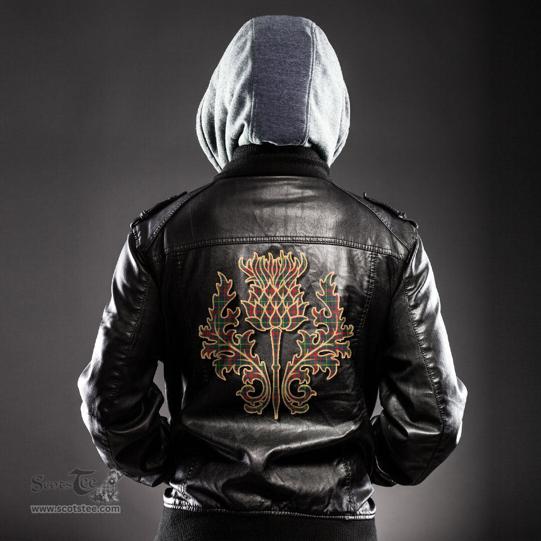 Scottish MacKintosh Hunting Modern Clan Scottish Thistle Tartan Leather Jacket