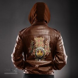 Scottish MacGillivray Hunting Ancient Clan Crest Scottish Thistle Tartan Leather Jacket