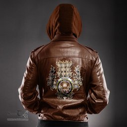 Scottish Menzies Black White Modern Clan Crest Scottish Thistle Tartan Leather Jacket
