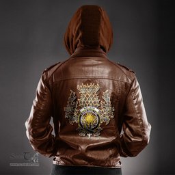 Scottish MacLeod of Harris Weathered Clan Crest Scottish Thistle Tartan Leather Jacket