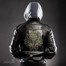 Scottish MacAulay Hunting Ancient Clan Scottish Thistle Tartan Leather Jacket