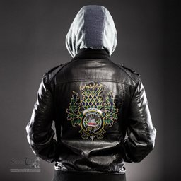 Scottish MacNeil of Colonsay Modern Clan Crest Scottish Thistle Tartan Leather Jacket