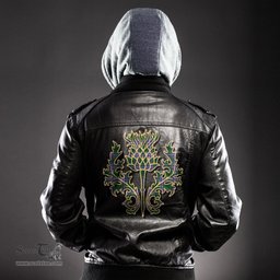 Scottish Wishart Hunting Modern Clan Scottish Thistle Tartan Leather Jacket