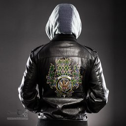 Scottish Wishart Hunting Modern Clan Crest Scottish Thistle Tartan Leather Jacket