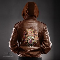 Scottish Ogilvie of Airlie Ancient Clan Crest Scottish Thistle Tartan Leather Jacket