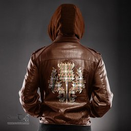 Scottish Stewart Dress Modern Clan Scottish Thistle Tartan Leather Jacket