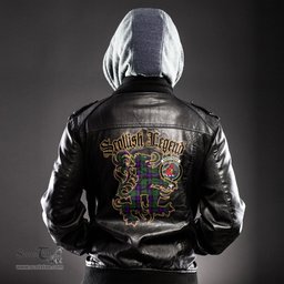 Scottish Armstrong Modern Clan Crest Scottish Legend Lion Tartan Leather Jacket