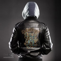 Scottish Balfour Blue Clan Scottish Legend Lion Tartan Leather Jacket