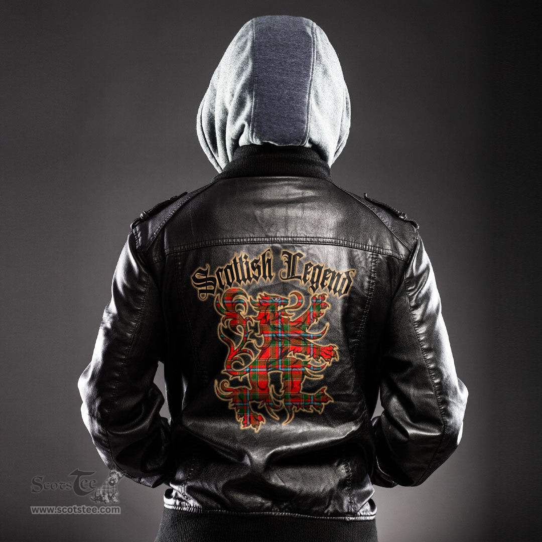Scottish Drummond of Perth Clan Scottish Legend Lion Tartan Leather Jacket