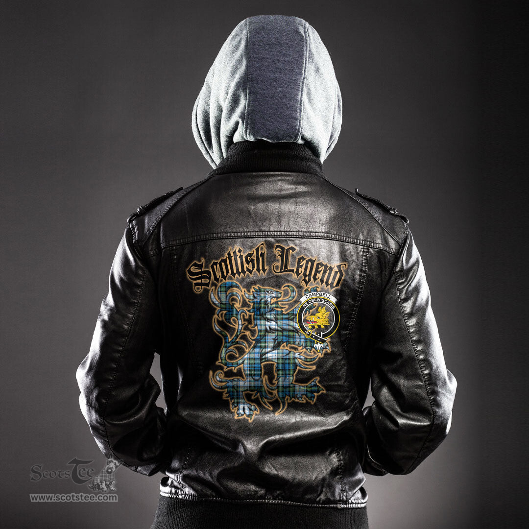 Scottish Campbell Dress Ancient Clan Crest Scottish Legend Lion Tartan Leather Jacket