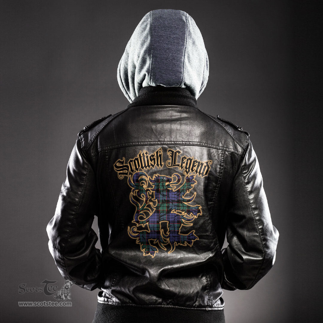 Scottish Fletcher Modern Clan Scottish Legend Lion Tartan Leather Jacket