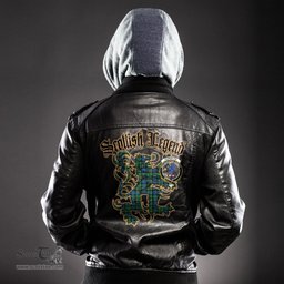 Scottish Forsyth Ancient Clan Crest Scottish Legend Lion Tartan Leather Jacket