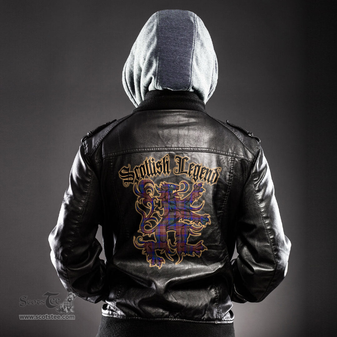 Scottish Chisholm Hunting Modern Clan Scottish Legend Lion Tartan Leather Jacket