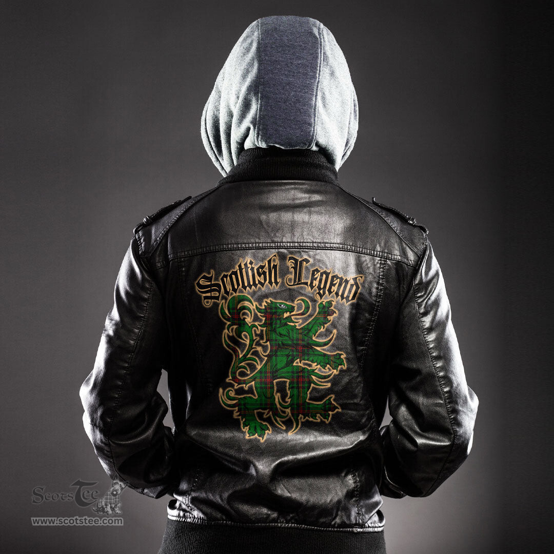 Scottish Fife District Clan Scottish Legend Lion Tartan Leather Jacket