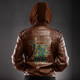 Scottish Campbell of Breadalbane Ancient Clan Scottish Legend Lion Tartan Leather Jacket