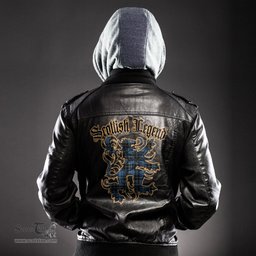 Scottish Clergy Blue Clan Scottish Legend Lion Tartan Leather Jacket