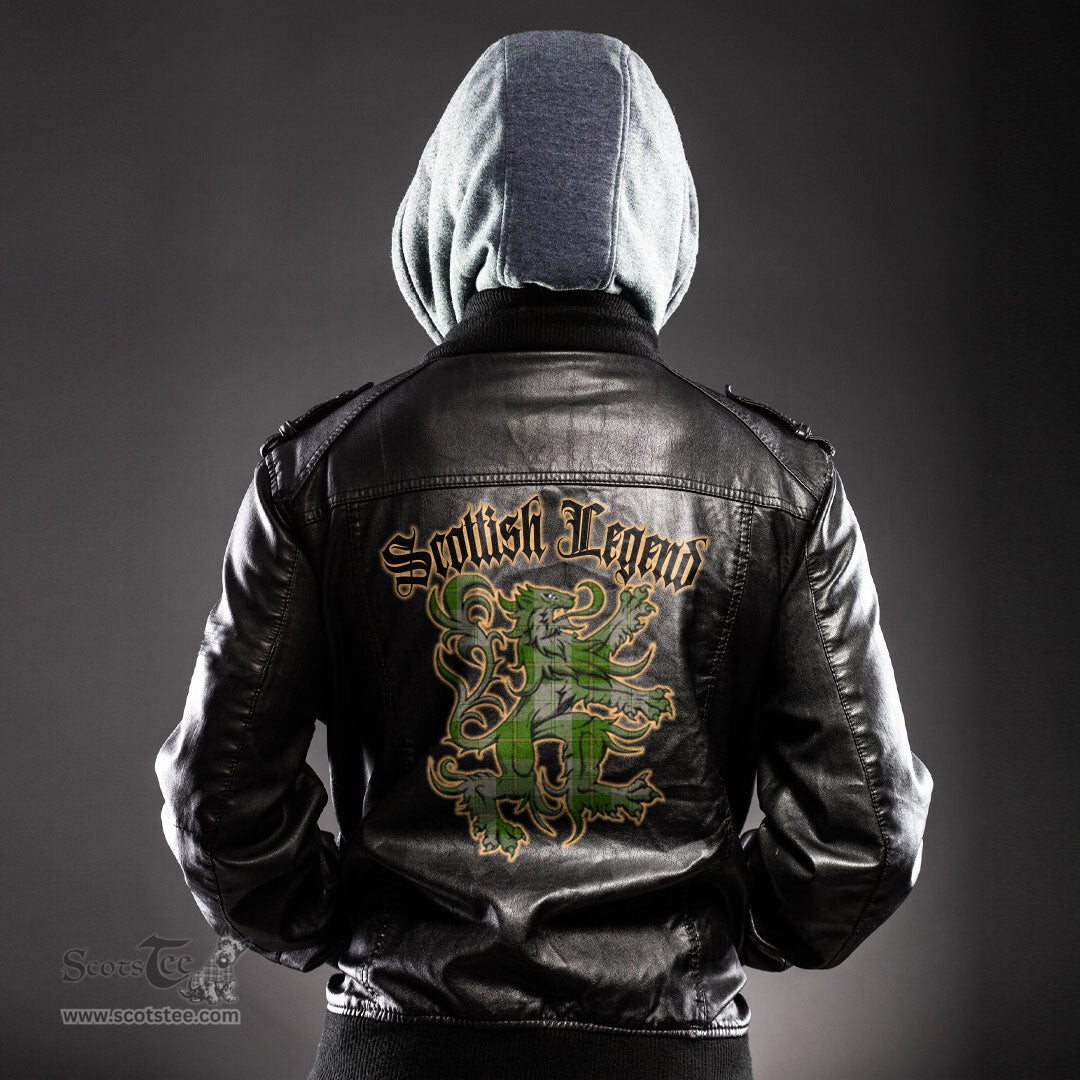Scottish Cunningham Dress Green Dancers Clan Scottish Legend Lion Tartan Leather Jacket