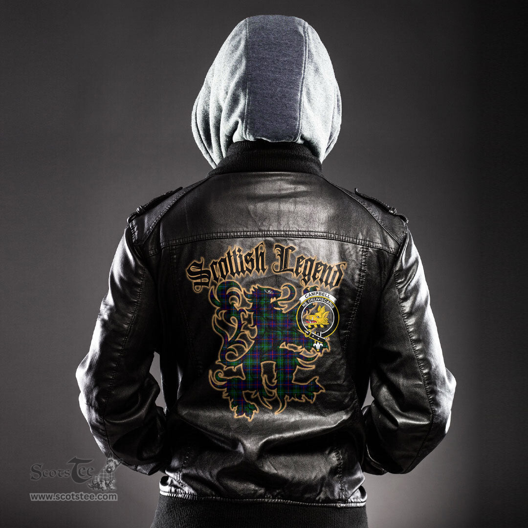 Scottish Campbell of Cawdor Modern Clan Crest Scottish Legend Lion Tartan Leather Jacket