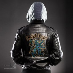 Scottish Campbell of Cawdor Ancient Clan Scottish Legend Lion Tartan Leather Jacket