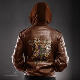 Scottish Cochrane Modern Clan Crest Scottish Legend Lion Tartan Leather Jacket