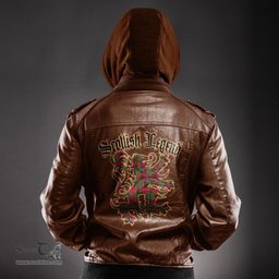 Scottish MacKintosh Modern Clan Scottish Legend Lion Tartan Leather Jacket