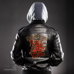 Scottish MacDonald of Sleat Clan Crest Scottish Legend Lion Tartan Leather Jacket