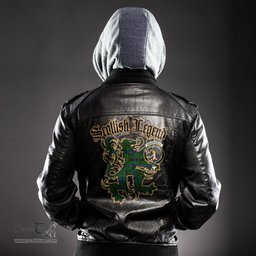 Scottish Henderson Modern Clan Crest Scottish Legend Lion Tartan Leather Jacket