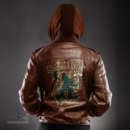 Scottish MacKay Modern Clan Crest Scottish Legend Lion Tartan Leather Jacket