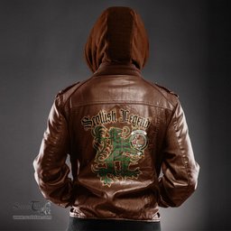 Scottish MacKinnon Hunting Modern Clan Crest Scottish Legend Lion Tartan Leather Jacket
