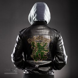 Scottish Kincaid Modern Clan Scottish Legend Lion Tartan Leather Jacket