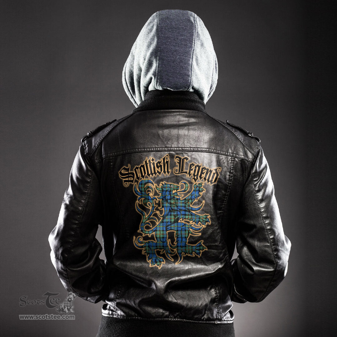 Scottish MacLeod of Harris Ancient Clan Scottish Legend Lion Tartan Leather Jacket