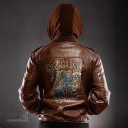 Scottish MacLaren Ancient Clan Crest Scottish Legend Lion Tartan Leather Jacket
