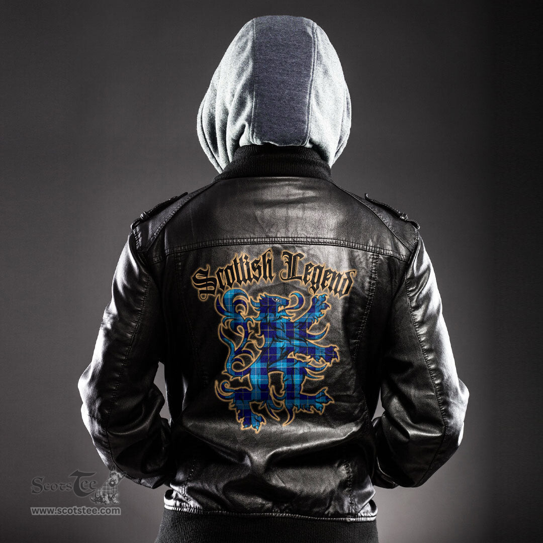 Scottish MacSporran Ancient Clan Scottish Legend Lion Tartan Leather Jacket