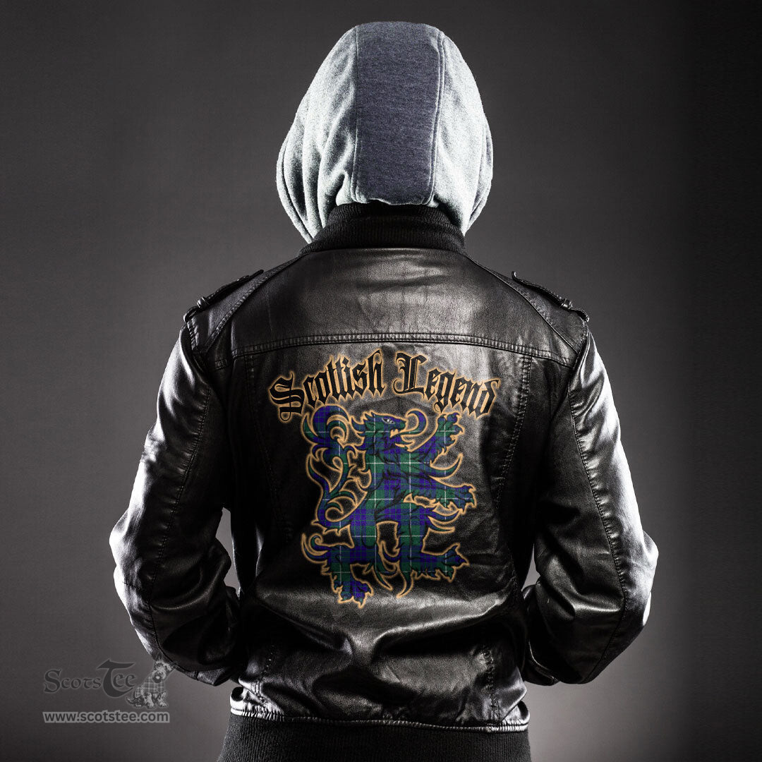 Scottish Hamilton Hunting Modern Clan Scottish Legend Lion Tartan Leather Jacket