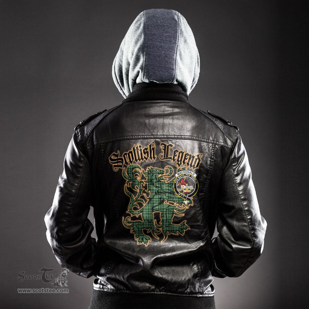 Scottish MacDonald Lord of the Isles Hunting Clan Crest Scottish Legend Lion Tartan Leather Jacket