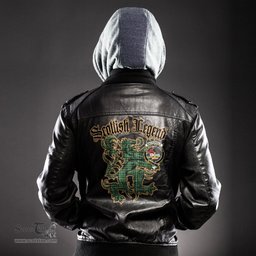 Scottish MacDonald Lord of the Isles Hunting Clan Crest Scottish Legend Lion Tartan Leather Jacket