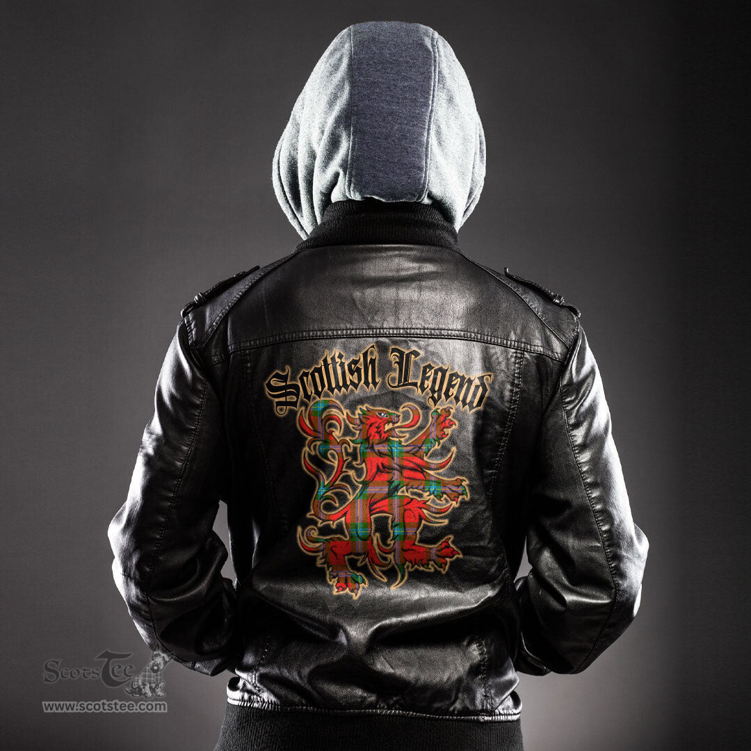 Scottish MacLaine of Loch Buie Clan Scottish Legend Lion Tartan Leather Jacket