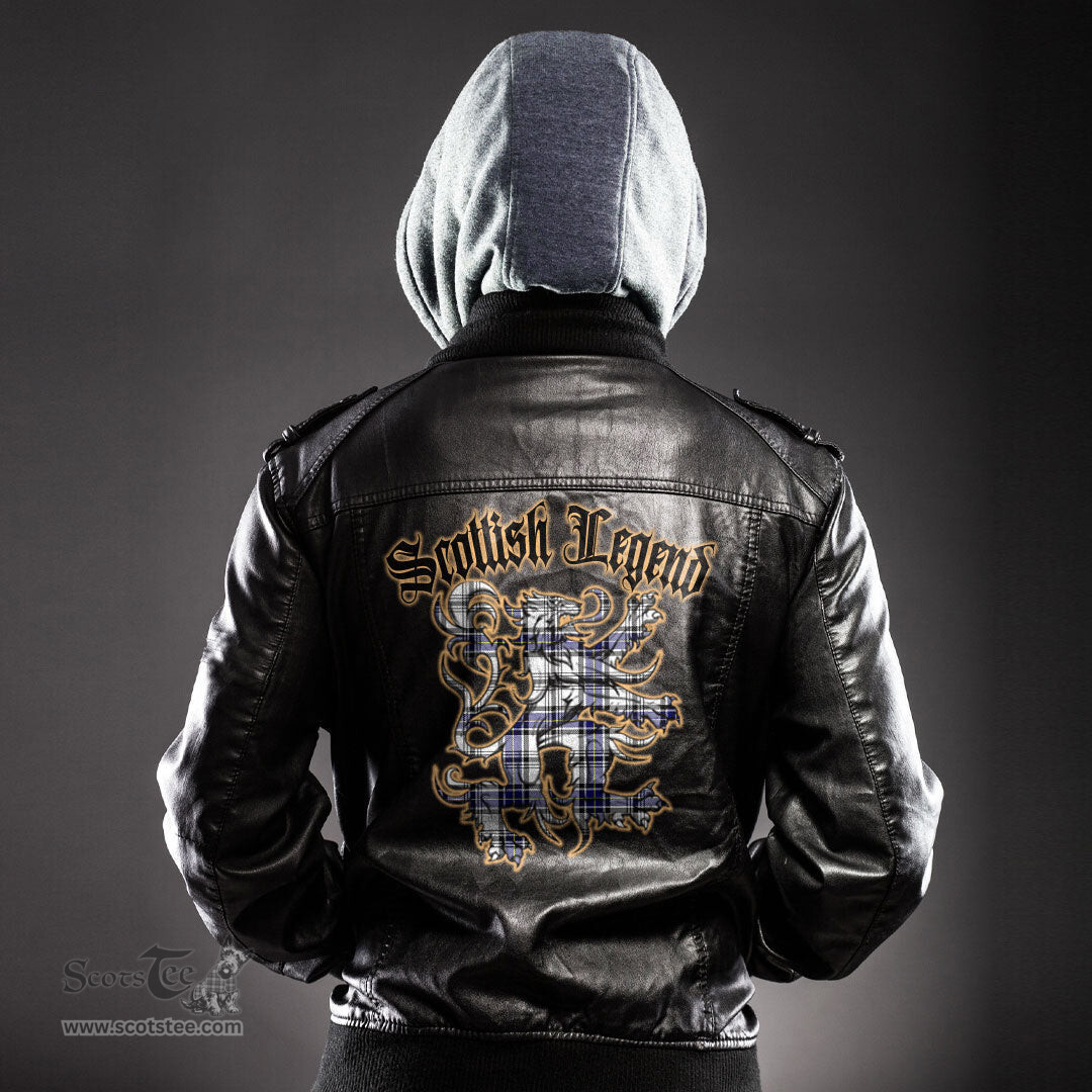 Scottish Hannay Modern Clan Scottish Legend Lion Tartan Leather Jacket