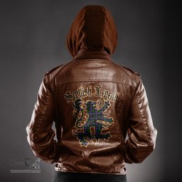 Scottish Russell Modern Clan Scottish Legend Lion Tartan Leather Jacket