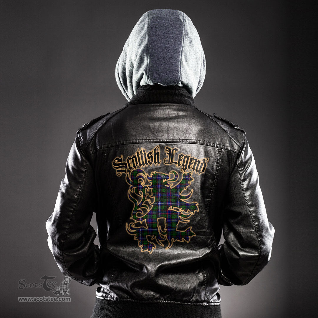 Scottish Russell Modern Clan Scottish Legend Lion Tartan Leather Jacket