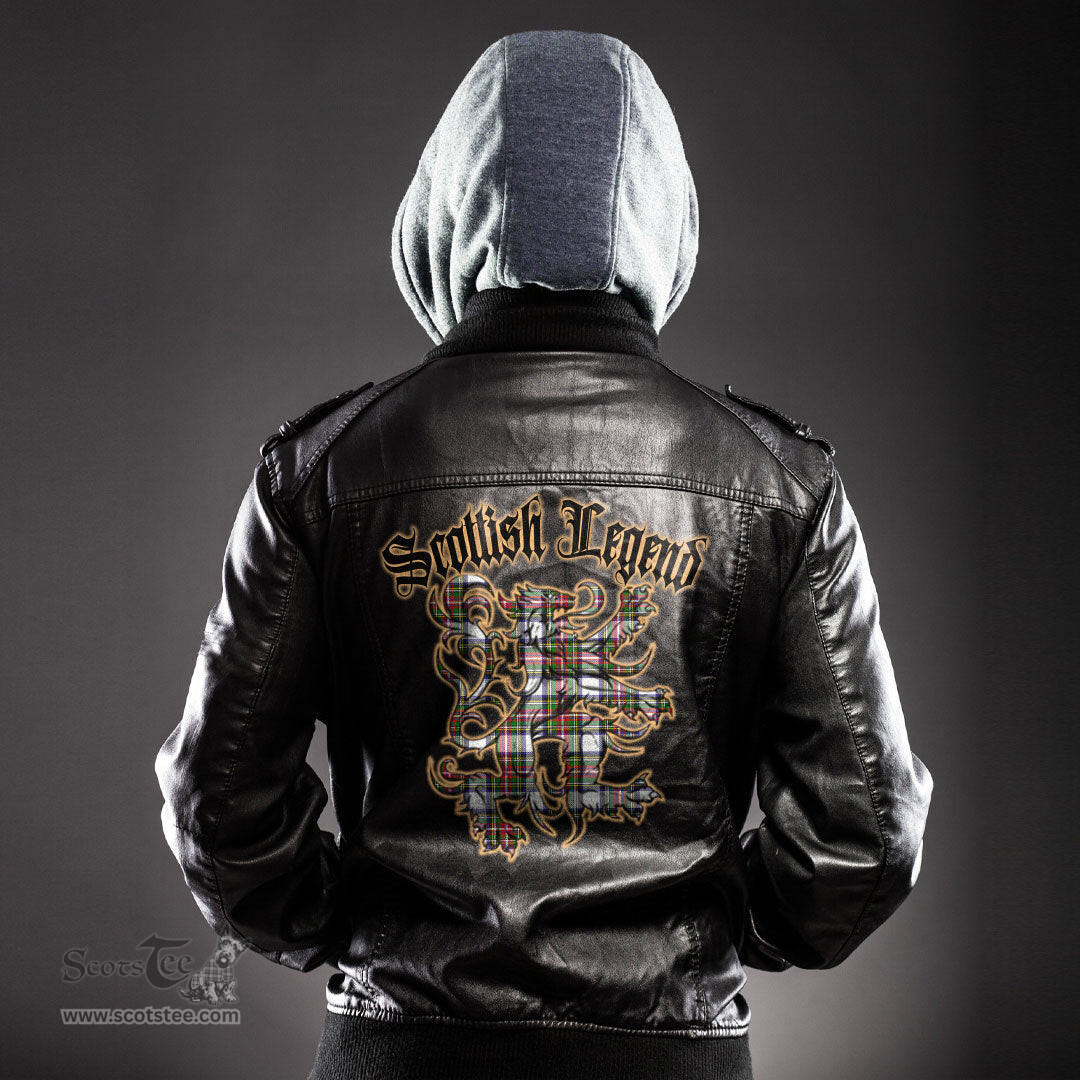 Scottish Stewart Dress Modern Clan Scottish Legend Lion Tartan Leather Jacket
