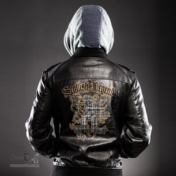 Scottish Scott Black White Modern Clan Scottish Legend Lion Tartan Leather Jacket