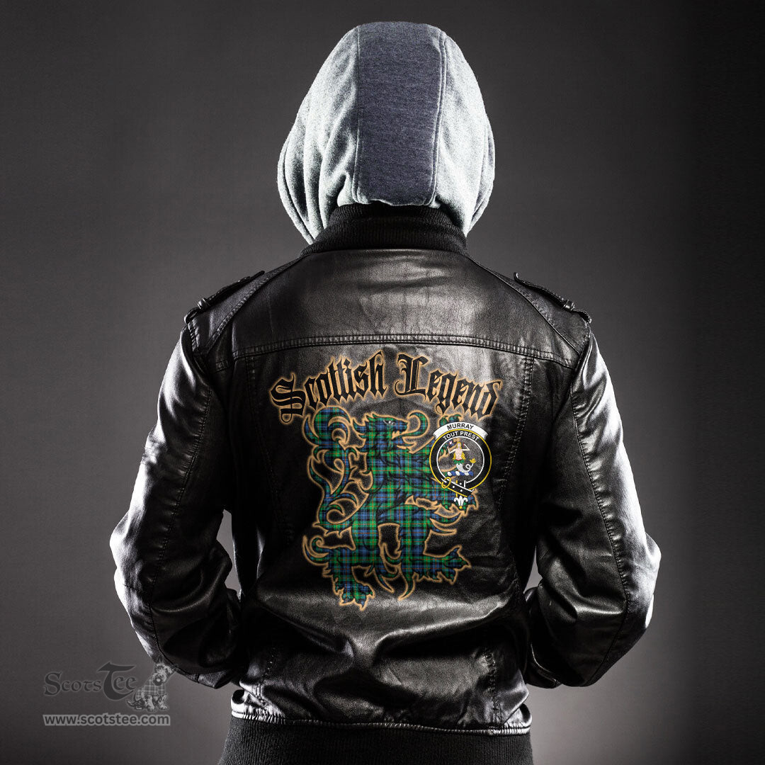 Scottish Murray of Atholl Ancient Clan Crest Scottish Legend Lion Tartan Leather Jacket