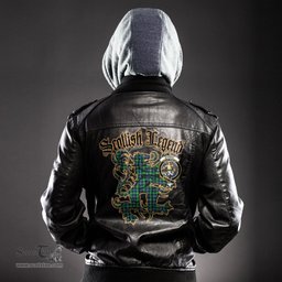 Scottish Murray of Atholl Ancient Clan Crest Scottish Legend Lion Tartan Leather Jacket