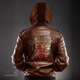 Scottish Wemyss Modern Clan Crest Scottish Legend Lion Tartan Leather Jacket